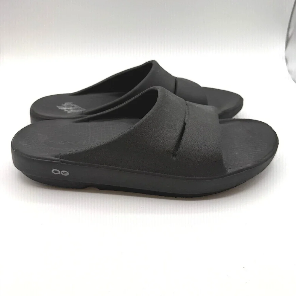 OOFOS Ooahh Slide Sandals Men 11 Black Recovery Arch Support Comfort Shoes